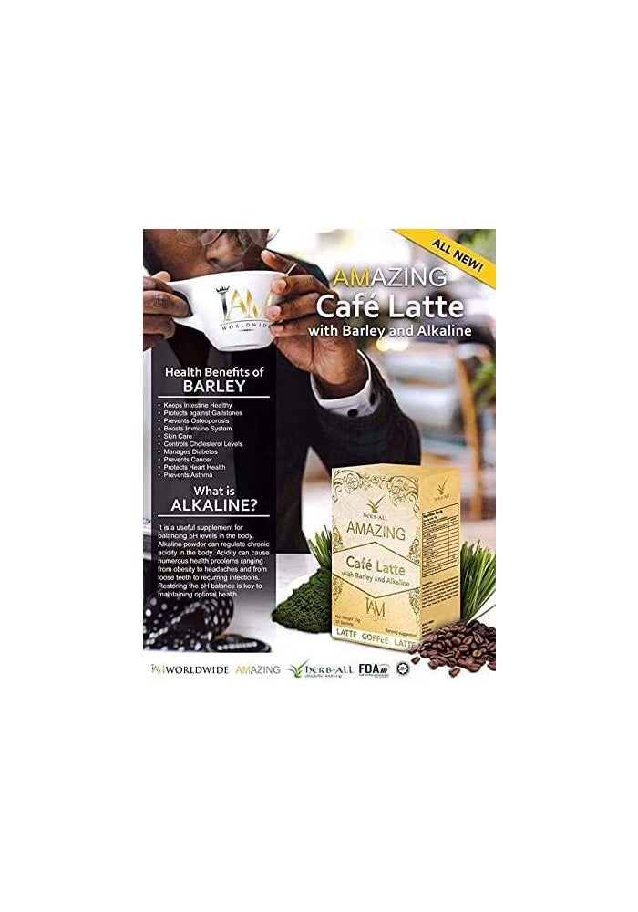 IAM WORLDWIDE Amazing Café Latte with Barley & Alkaline - 10 Sachets - Image 4